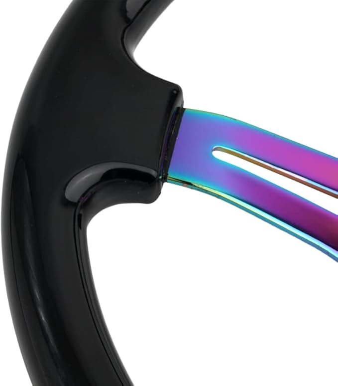 6 bolt Car Racing Steering Wheel Rainbow Neo Chrome frame Spokes Universal Aftermarket Steering Wheel Fit Car and Simulation Pc Game