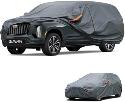 GUNHYI Premium Car Cover Custom Fit Cadillac Escalade ESV, 16 Layers Heavy Duty Car Cover Waterproof All Weather with Zipper Door for Sun Rain Snow Dust Uv Protection