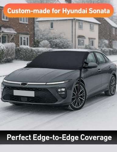 EcoNour Car Snow Cover Compatible for Hyundai Sonata | Windshield Cover for Ice and Snow with S-Hook Straps | Heavy-Duty 600D Oxford Winter Car Cover, Waterproof & Anti-Slip