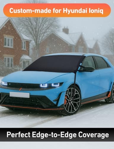 EcoNour Car Snow Cover Compatible for Hyundai Ioniq 5 Ioniq 6 | Windshield Cover for Ice and Snow with S-Hook Straps | Heavy-Duty 600D Oxford Winter Car Cover, Waterproof & Anti-Slip