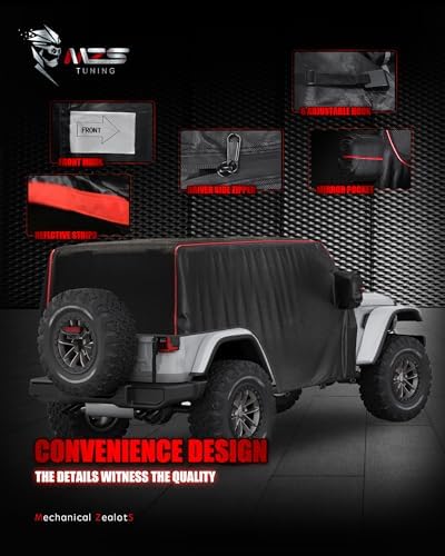 MZS 600D Waterproof Outdoor Cab Cover for Wrangler JK JL 4 Door 2007-2026