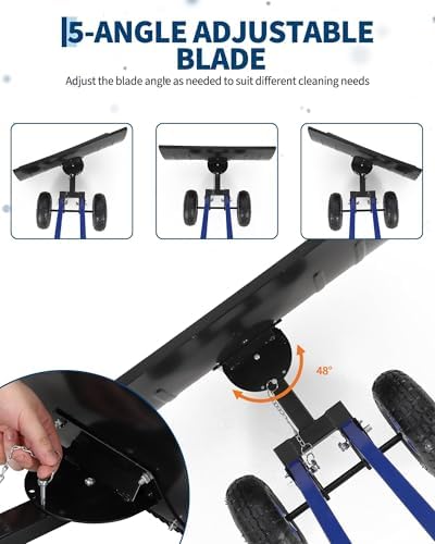 Snow Shovel with 29.13x16.53 in Wide Blade, Heavy Duty Rolling Snow Pusher