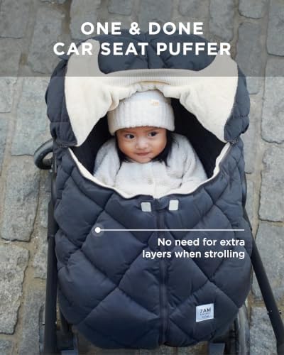 7AM Enfant Car Seat Covers - Cocoon Baby Cover for Boys & Girls, Rain & Snow Repellent, Breathable Windproof, Center Zipper, Universal Fit for Infant Car Seat (0-12M) (Spice Quilted)