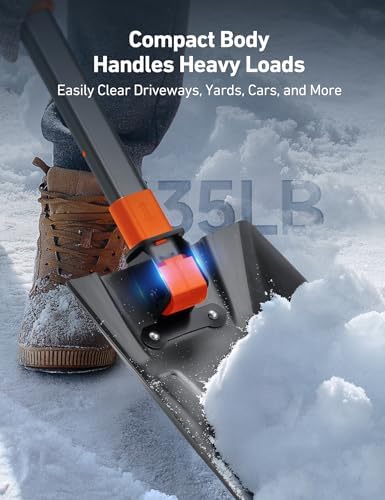 AstroAI 38.4" Folding Extendable Snow Shovel, Aluminum Handle & Metal Blade