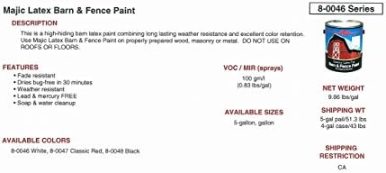 Majic Paints 8-0046-1 Latex Flat Barn & Fence Paint, 1-Gallon, White