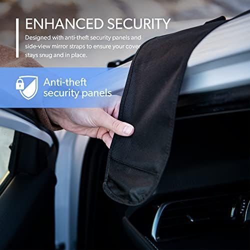 FrostGuard Vortex | Full-Coverage Car Windshield Cover for Ice and Snow, XL Size (Black) - Wiper Blade + Side Mirror Covers - Fit-Fast Straps, Security Panels + Storage Pouch - for Trucks and SUVs