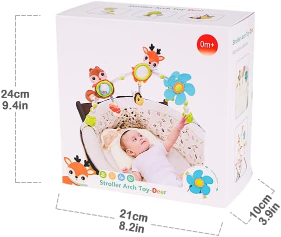 Lynncare Adjustable Arch Bassinet Toys for Infant & Toddlers, Stroller Arch, Baby Crib Toys with Fascinating Hanging for Stimulating Baby’s Senses and Developing Motor Skills