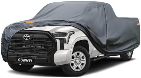 GUNHYI Premium Truck Cover Custom Fit Toyota Tundra CrewMax/Double Cab Short Bed, 16 Layers Heavy Duty Truck Cover Waterproof All Weather with Zipper Door for Sun Rain Snow Dust Uv Protection