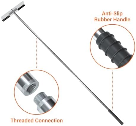 Stainless Steel Roof Rake: 2-16.5 FT Extendable, All-Stainless Construction (Head & Pole), Heavy-Duty & Durable,, Anti-Slip Grip