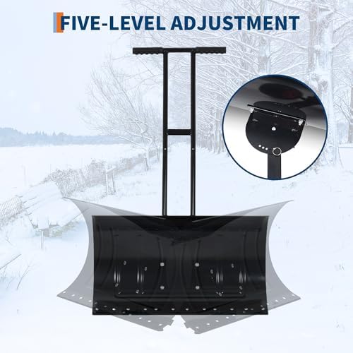 Garvee Large 40in W Heavy Duty Snow Shovel with Ergonomic Handle for Driveway, Push Snow Plow Shovel with Adjustable Handle, Angled Blade and Wheels, Snow Removal for Driveway, Courtyard