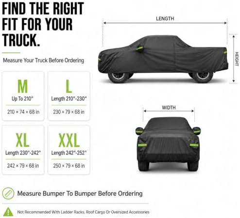 Waterproof Pickup Truck Cover, All Weather Outdoor Protection
