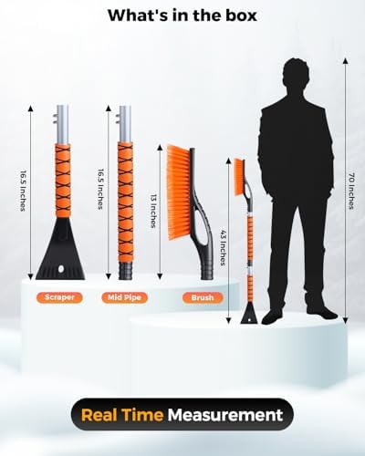 EcoNour 43" Ice Scrapers for Car Windshield | 3 Parts Detachable Snow Brush