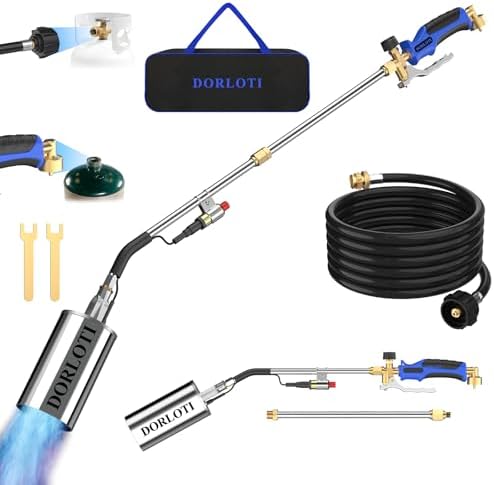 Propane Torch Weed Burner Kit, High Output with Long/Short Mode & Storage Bag,12.5FT Hose Heavy Duty Blow Torch Flamethrower with Self Igniter and Turbo Trigger for Weeding,Roofing,BBQ-35.1 IN