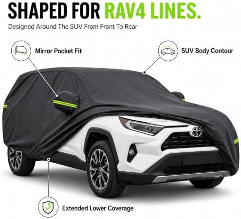 Car Cover for Toyota RAV4, Waterproof with Door Zipper