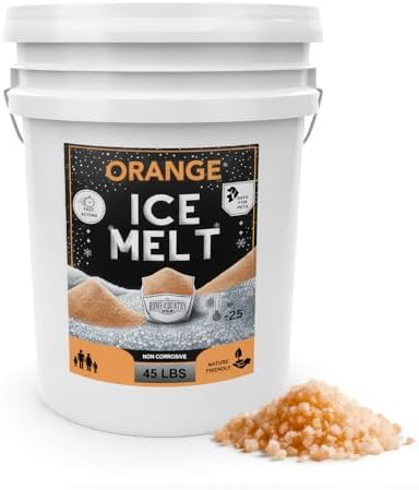 Peach Country Orange Ice Melt Pet Friendlier Eco-Friendly De-Icer, Fast-Acting Granules for Driveways, Walkways & Entryways, 45 lb Pail