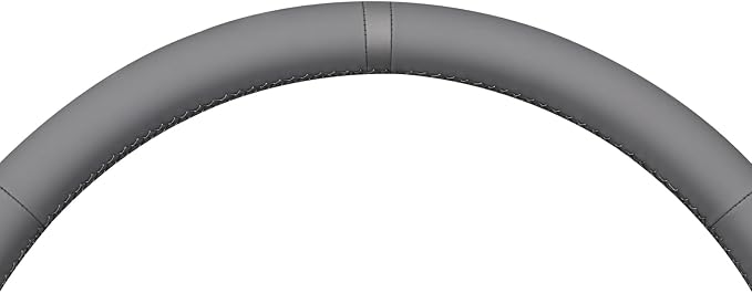 MEWANT Hand Stitched Steering Wheel Cover for Chevy Silverado 1500 2003-2006 DIY Gray Faux Leather Steering Wheel Wrap