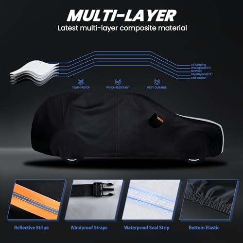Multi-Layer Car Cover Custom Fit for Jeep Grand Cherokee Long