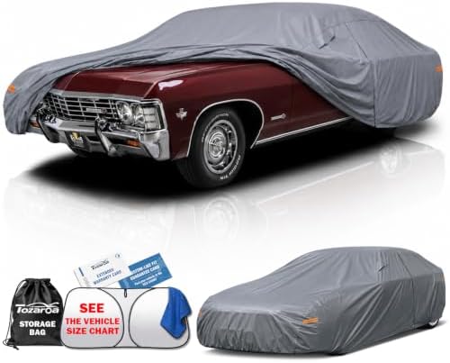 Car Cover Waterproof All-Weather,Outdoor Full Exterior Covers Custom Fit for Chevrolet Impala,Mercury Monterey,Buick Roadmaster Skylark Century Riviera,DeVille,etc,Size C7(See Size Chart)
