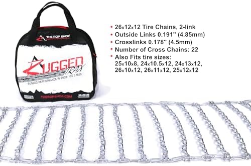 The ROP Shop Pair of 2 Link Tire Chains & Tensioners 26x10x12