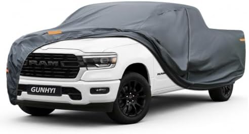 GUNHYI Premium Truck Cover Custom Fit Dodge Ram 1500 Crew Cab Short Bed, 16 Layers Heavy Duty Truck Cover Waterproof All Weather with Zipper Door for Sun Rain Snow Dust Uv Protection