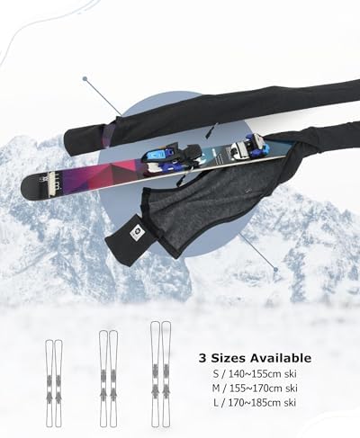 MONS Snow Skis Protection Fabric Soft Sleeve Cover Wide Open Easy Pack