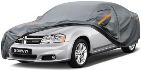 GUNHYI Premium Car Cover Custom Fit Dodge Avenger, 16 Layers Heavy Duty Car Cover Waterproof All Weather with Zipper Door for Sun Rain Snow Dust Uv Protection