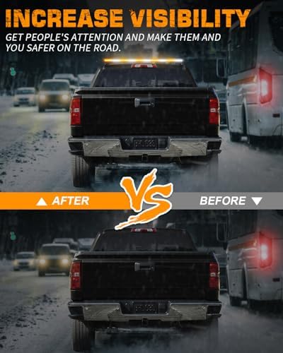 XRIDONSEN 45.5" 128 LED Roof Strobe Light Bar Amber White Vehicle Top Light