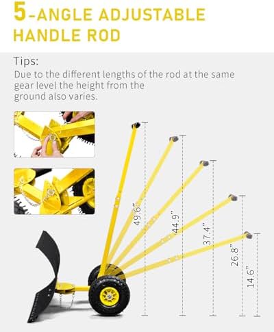 Outvita Snow Shovel with Wheels, 29" Wide 18" Long, Black & Yellow