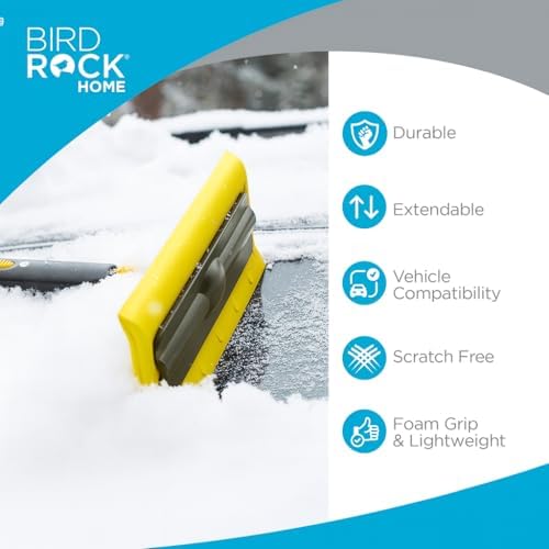 BIRDROCK HOME Snow Brush and Ice Scraper for Car Windshield, Yellow, 55”