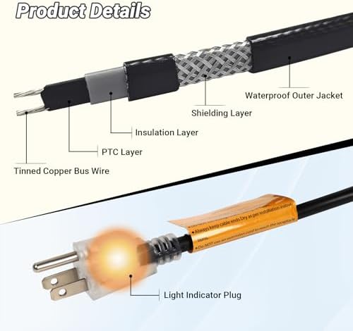 80FT Heat Tape for Roof and Gutters, 8 Watts/ft Roof Heat Cable
