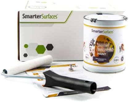 SmarterSurfaces Magnetic Paint (32ft²) Black Magnet-Receptive Wall Paint for Home, Office & Classrooms | Create Magnetic Surfaces | Easy to Apply, Durable & Low Odor