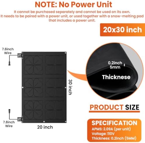 1PC 20x30in Snow Melting Mat Outdoor, Heated Walkway Mat (No Power Unit)