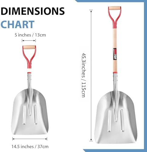 Aluminum Snow Shovel Driveway Snow Removal Tools Wide Grain Shovels