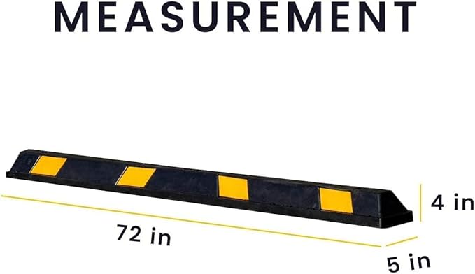 Zento Deals Rubber Parking Curb Garage Car Stopper - Parking Wheel Stopper Block 72” Wide Easy to Install, Black/Yellow Reflective Parking Block; for Car, Truck, Trailer and RV (Black/Yellow 12pack)