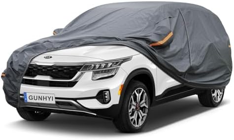 GUNHYI Premium Car Cover Custom Fit Kia Seltos, 16 Layers Heavy Duty Car Cover Waterproof All Weather with Zipper Door for Sun Rain Snow Dust Uv Protection