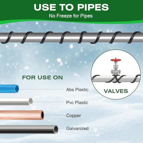 9FT Pipe Heating Cable for Water Pipes, Heat Tape for Water Pipe