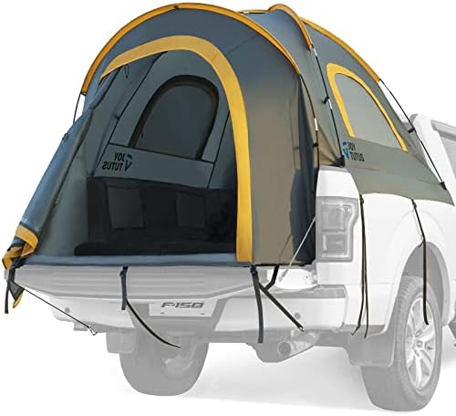 JOYTUTUS Pickup Truck 6.5' 2.0, Waterproof PU2000mm Double Layer for 2 Person, Portable Truck Bed Tent with Rainfly - Orange