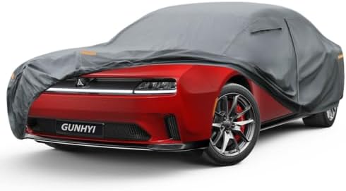GUNHYI Premium Car Cover Custom Fit Dodge Daytona, 16 Layers Heavy Duty Car Cover Waterproof All Weather with Zipper Door for Sun Rain Snow Dust Uv Protection