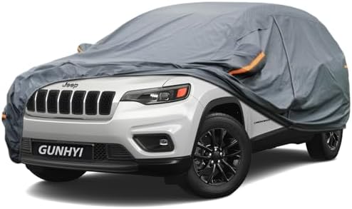 GUNHYI Premium Car Cover Custom Fit Jeep Cherokee, 16 Layers Heavy Duty Car Cover Waterproof All Weather with Zipper Door for Sun Rain Snow Dust Uv Protection