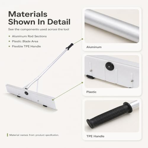 Telescoping Snow Roof Rake 20ft Adjustable Extra Long Handle 2 Wheel Design Wear Resistants Versatile Snow Removal Tool with Detachable Aluminium for House Car Courtyards