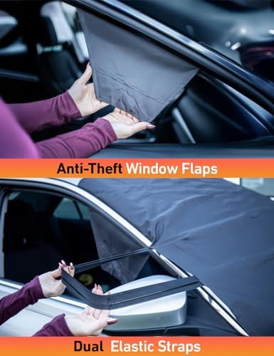 EcoNour Car Snow Cover Compatible for Chevrolet Equinox | Windshield Cover for Ice and Snow with S-Hook Straps | Heavy-Duty 600D Oxford Winter Car Cover, Waterproof & Anti-Slip