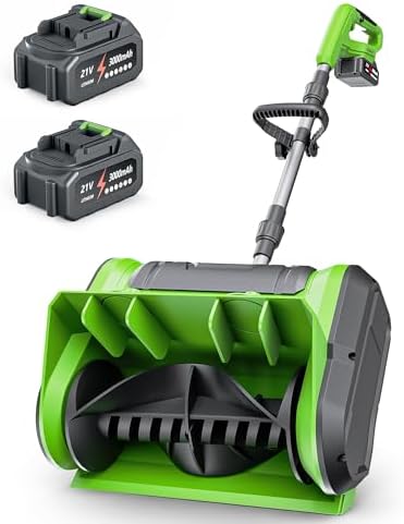 DEGGE Electric Cordless Snow Shovel, 2X 3.0Ah/ 21V/ 12-Inch Battery