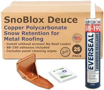 Deuce Snow Guards for Metal Steel Corrugated Roof (25 Pieces with Adhesive) (Copper Color)