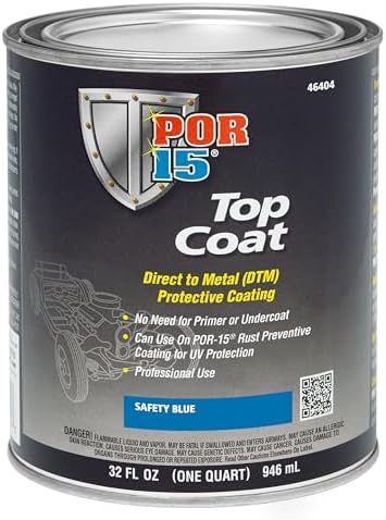 POR-15 Top Coat Paint, Direct to Metal Paint, Long-term Sheen and Color Retention, 32 Fluid Ounces, Safety Blue