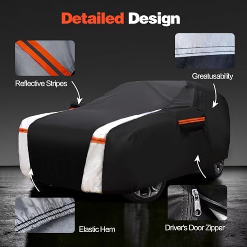Large SUV Car Cover for Lincoln MKT 2016-2019 100% Waterproof All Weather, Heavy Duty Outdoor Full Exterior Covers Rain Sun Wind UV Protection.