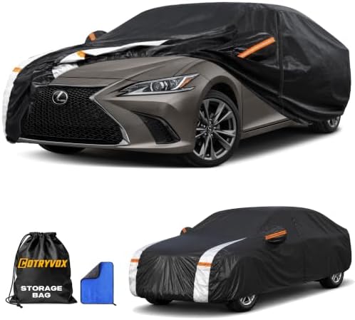 Multi-Layer Car Cover Custom Fit for Lexus ES 300 330 350(2012-2026), 100% Waterproof All Weather for Automobiles, Gift with Towel, Heavy Duty Car Covers for Rain Sun UV Protection with Door Zipper