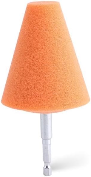 SPTA Polishing Cone, Car Wheel Hub Drill Buffing Sponge Pads Kit, Polishing Ball (Orange T140 Heavy Cut Polishing Cone)