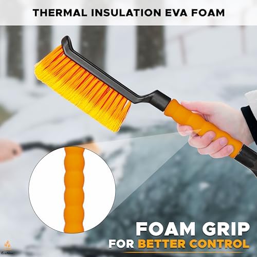 EcoNour 17" Snow Brush & Ice Scraper for Car Windshield with Soft Foam Grip