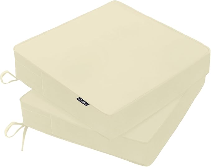 PatioGlow Outdoor Chair Cushions 24 x 24 x 4 Inch, Waterproof & Fade Resistant Patio Seat Cushion for Furniture with Handle and Ties, Thick Seating Pads for Outside Sofa Couch Set of 2, Yellow