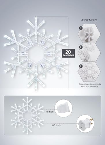 Brightown Christmas Lights Outdoor, 72 LED 20" Folding Big Snowflake Lights